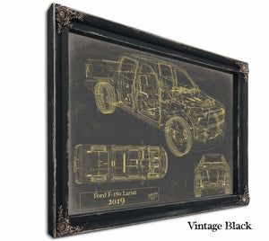 Bella Frye 2019 Ford F-150 Lariat Blueprint Art: Automotive Canvas Print