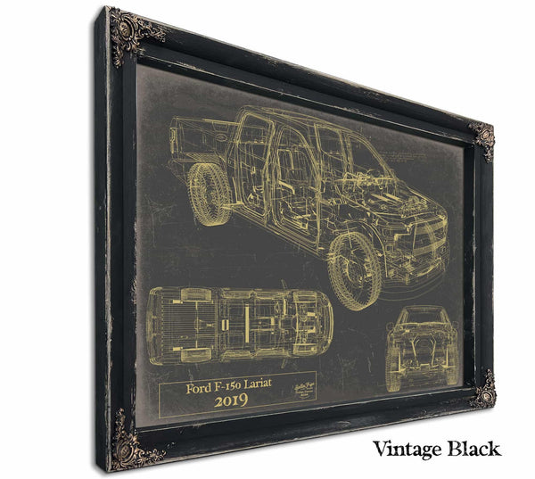 Bella Frye 2019 Ford F-150 Lariat Blueprint Art: Automotive Canvas Print