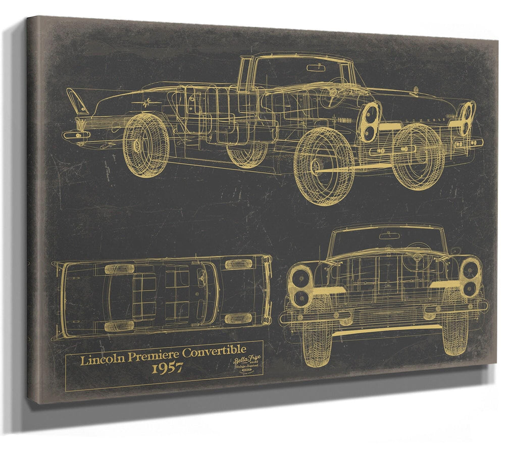 Bella Frye Original 1957 Convertible Premiere Car Blueprint - Gifts for Dad  - Mancave Drawing