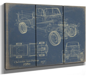 Bella Frye Vintage 1950 Chevrolet 3100 Pickup Model Mancave Blueprint Art