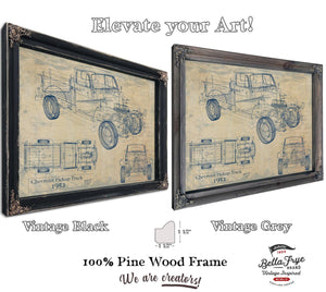Bella Frye Vintage 1952 Chevrolet Pickup Truck Truck Model, Original Mancave Blueprint Art