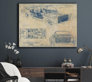 Bella Frye Vintage 1972 Chevelle Car Model Print,  Original Blueprint Canvas