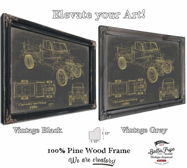 Bella Frye Vintage 1950 Chevrolet 3100 Pickup Model Mancave Blueprint Art