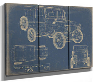 Bella Frye 1958 Vehicle Blueprint, Canvas Print - Gifts for Husband - Original Vehicle Wall Art