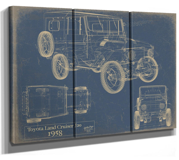 Bella Frye 1958 Vehicle Blueprint, Canvas Print - Gifts for Husband - Original Vehicle Wall Art