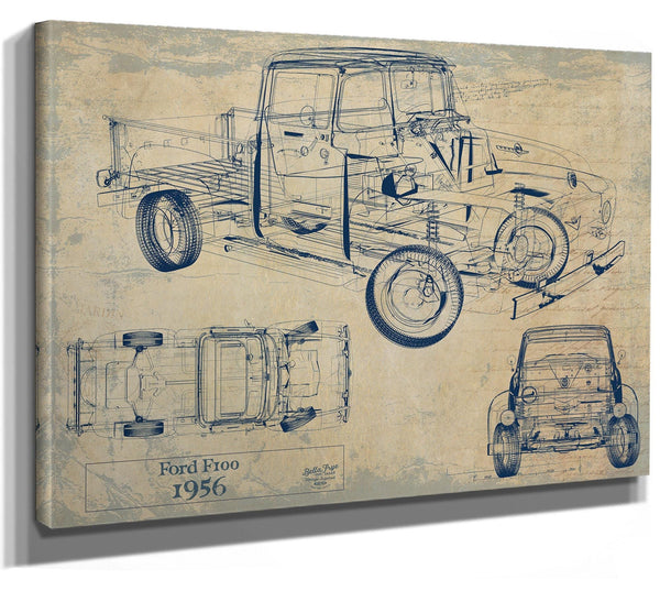 Bella Frye 1956 Ford F100 Truck Model Mancave Blueprint Art