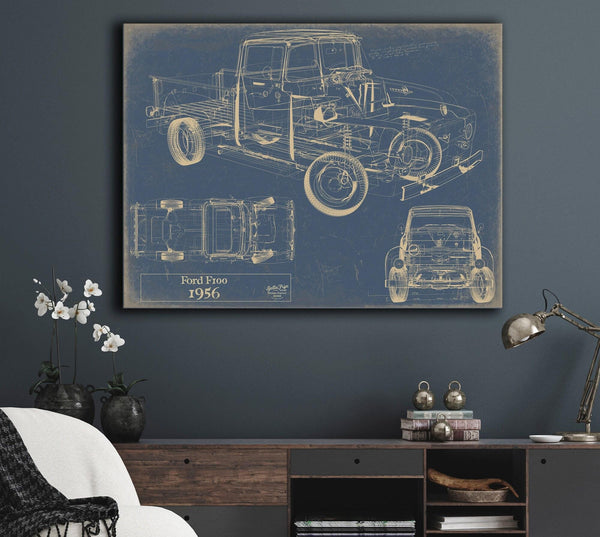 Bella Frye 1956 Ford F100 Truck Model Mancave Blueprint Art