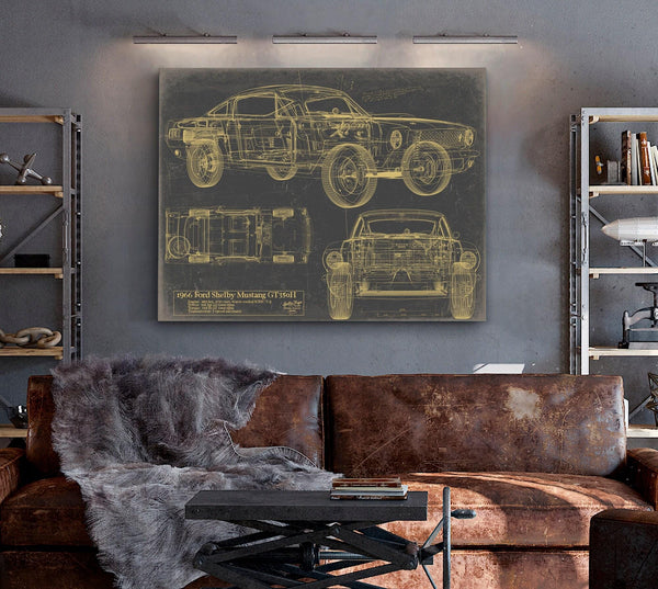 Bella Frye Vintage 1966 Muscle Car Model Print,  Original Blueprint Canvas