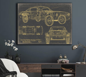 Bella Frye Vintage 1966 Muscle Car Model Print,  Original Blueprint Canvas