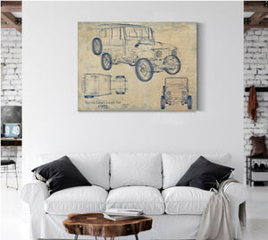 Bella Frye 1958 Vehicle Blueprint, Canvas Print - Gifts for Husband - Original Vehicle Wall Art