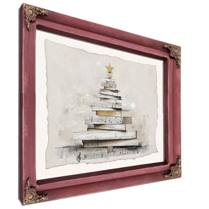 Bella Frye Minimalist Sheet Music Christmas Tree Art – Scandinavian Farmhouse Style, Optional Frame