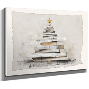 Bella Frye Minimalist Sheet Music Christmas Tree Art – Scandinavian Farmhouse Style, Optional Frame