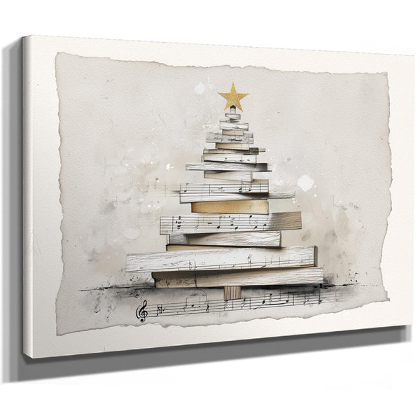 Bella Frye Minimalist Sheet Music Christmas Tree Art – Scandinavian Farmhouse Style, Optional Frame