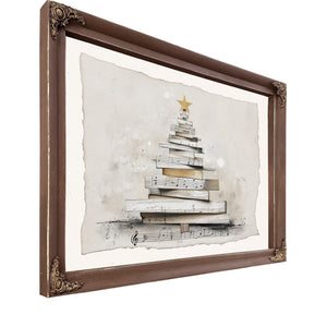 Bella Frye Minimalist Sheet Music Christmas Tree Art – Scandinavian Farmhouse Style, Optional Frame