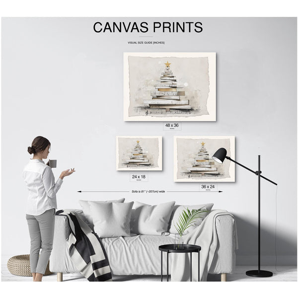 Bella Frye Minimalist Sheet Music Christmas Tree Art – Scandinavian Farmhouse Style, Optional Frame
