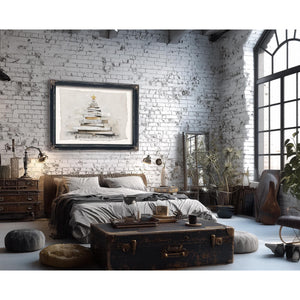 Bella Frye Minimalist Sheet Music Christmas Tree Art – Scandinavian Farmhouse Style, Optional Frame