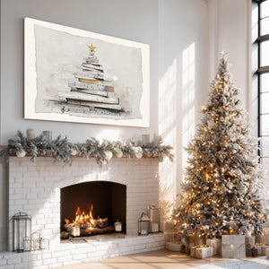 Bella Frye Minimalist Sheet Music Christmas Tree Art – Scandinavian Farmhouse Style, Optional Frame