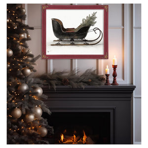 Bella Frye Vintage Black Sleigh Christmas Art – Rustic Farmhouse Winter Print