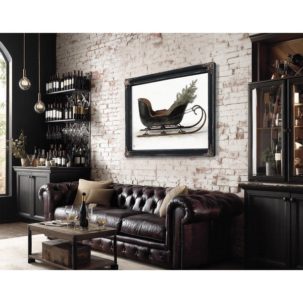 Bella Frye Vintage Black Sleigh Christmas Art – Rustic Farmhouse Winter Print