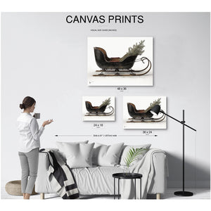 Bella Frye Vintage Black Sleigh Christmas Art – Rustic Farmhouse Winter Print