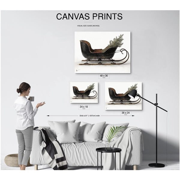 Bella Frye Vintage Black Sleigh Christmas Art – Rustic Farmhouse Winter Print