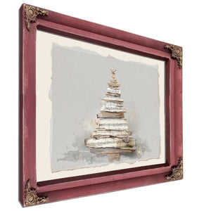 Bella Frye Watercolor Christmas Tree Art – Sheet Music Collage, Scandinavian Farmhouse Style