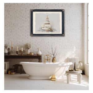 Bella Frye Watercolor Christmas Tree Art – Sheet Music Collage, Scandinavian Farmhouse Style