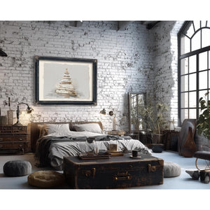 Bella Frye Watercolor Christmas Tree Art – Sheet Music Collage, Scandinavian Farmhouse Style