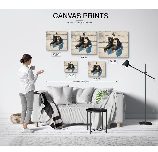 Bella Frye Vintage Ice Skates Canvas Print – Rustic Winter Sports Decor