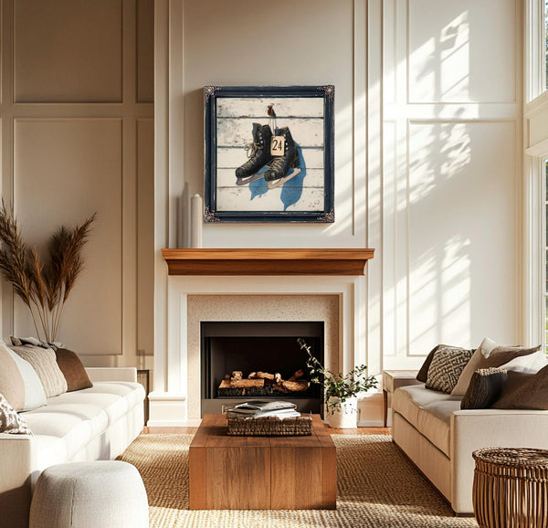 Bella Frye Vintage Ice Skates Canvas Print – Rustic Winter Sports Decor
