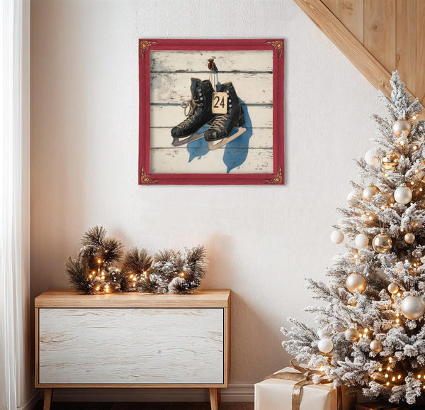 Bella Frye Vintage Ice Skates Canvas Print – Rustic Winter Sports Decor