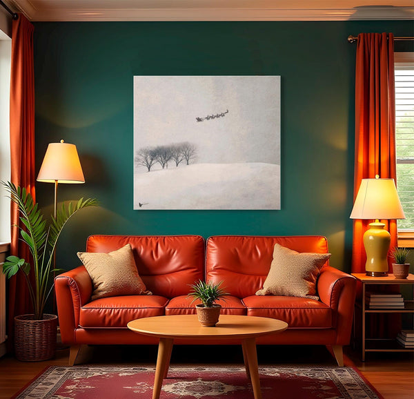 Bella Frye Santa's Sleigh Canvas Print – Scandinavian Winter Landscape Art