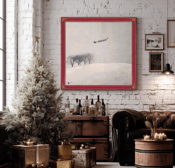 Bella Frye Santa's Sleigh Canvas Print – Scandinavian Winter Landscape Art