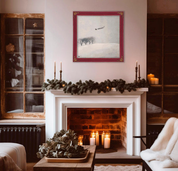 Bella Frye Santa's Sleigh Canvas Print – Scandinavian Winter Landscape Art