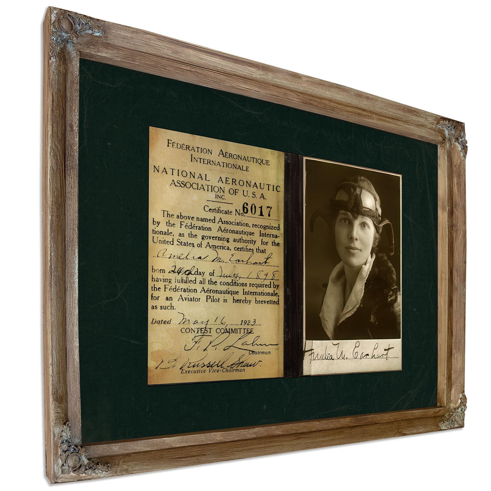 Amelia Earhart Pilot License Certificate | Aviation History Wall Art