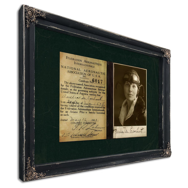 Amelia Earhart Pilot License Certificate | Aviation History Wall Art
