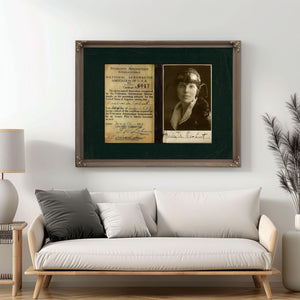 Amelia Earhart Pilot License Certificate | Aviation History Wall Art