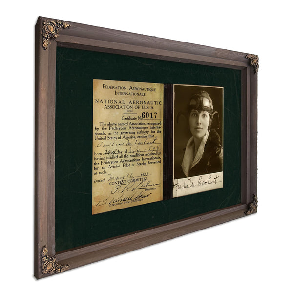 Amelia Earhart Pilot License Certificate | Aviation History Wall Art