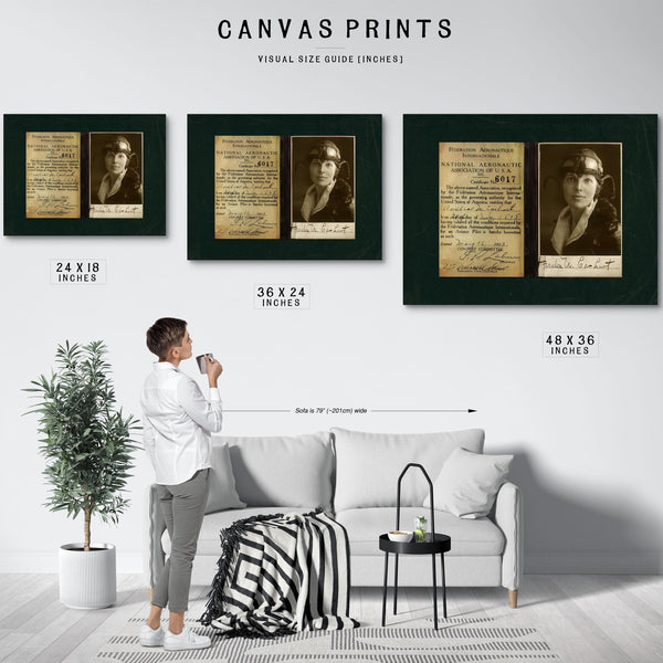 Amelia Earhart Pilot License Certificate | Aviation History Wall Art