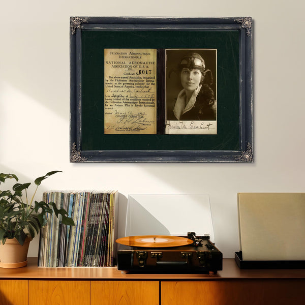 Amelia Earhart Pilot License Certificate | Aviation History Wall Art