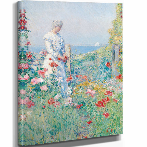 Childe Hassam 11" x 14" / Stretched Canvas Wrap In The Garden By Childe Hassam