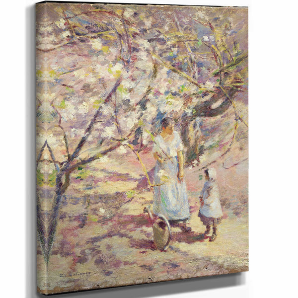 Theodore Robinson 11" x 14" / Stretched Canvas Wrap In The Orchard By Theodore Robinson