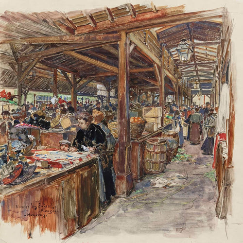 Frederic Houbron 12" x 12" / Unframed Paper Interieur Du Marche Des Enfants Rouges 3eme Arrondissement By Frederic Houbron