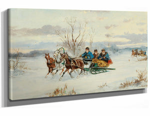 Alfred Steinacker Jagd In Winterlicher Landschaft By Alfred Steinacker