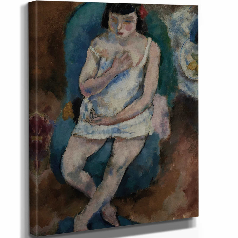 Jules Pascin 11" x 14" / Stretched Canvas Wrap Jeune Fille En Chemise By Jules Pascin