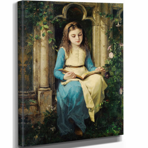 Charles Louis Muller 11" x 14" / Stretched Canvas Wrap Jeune Fille Lisant By Charles Louis Muller