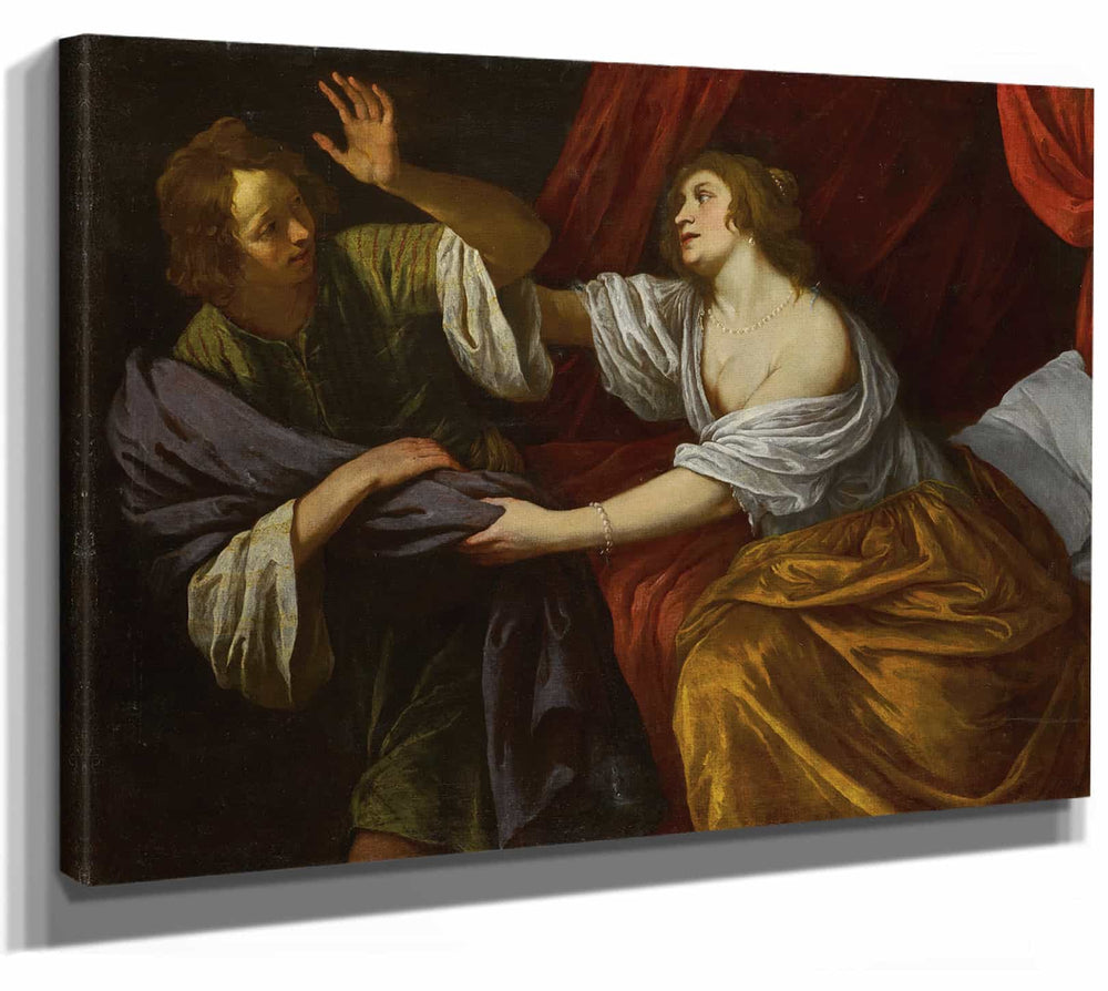 Giovanni Andrea De Ferrari 14" x 11" / Stretched Canvas Wrap Joseph And Potiphars Wife By Giovanni Andrea De Ferrari