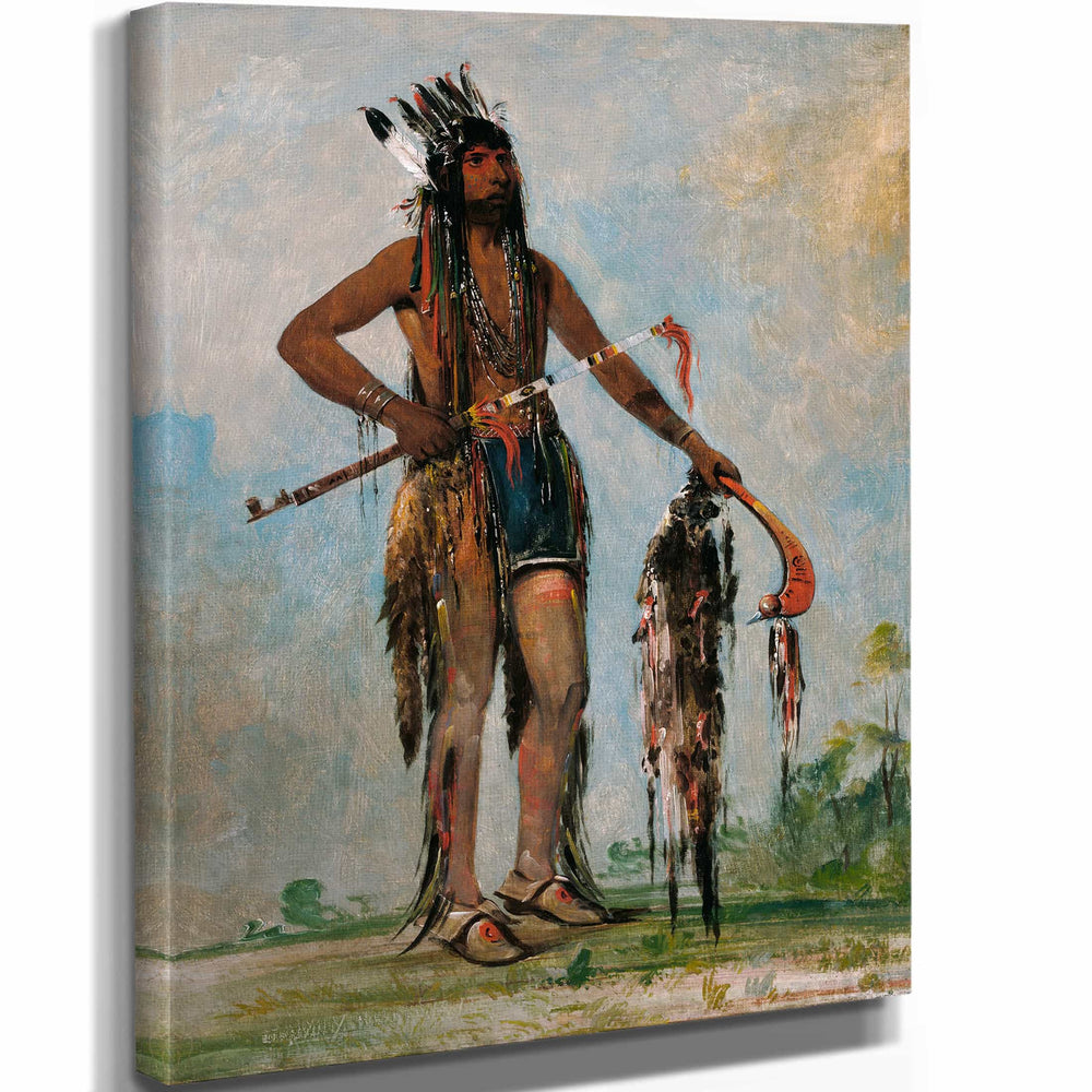 George Catlin 11" x 14" / Stretched Canvas Wrap Ka Bes Hunk He Who Travels Everywhere A Warrior By George Catlin