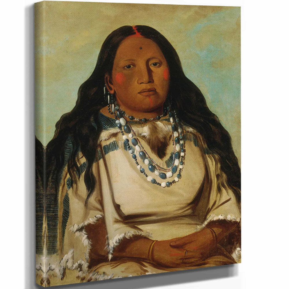 George Catlin 11" x 14" / Stretched Canvas Wrap Kah Beck A The Twin Wife Of Bloody Hand By George Catlin