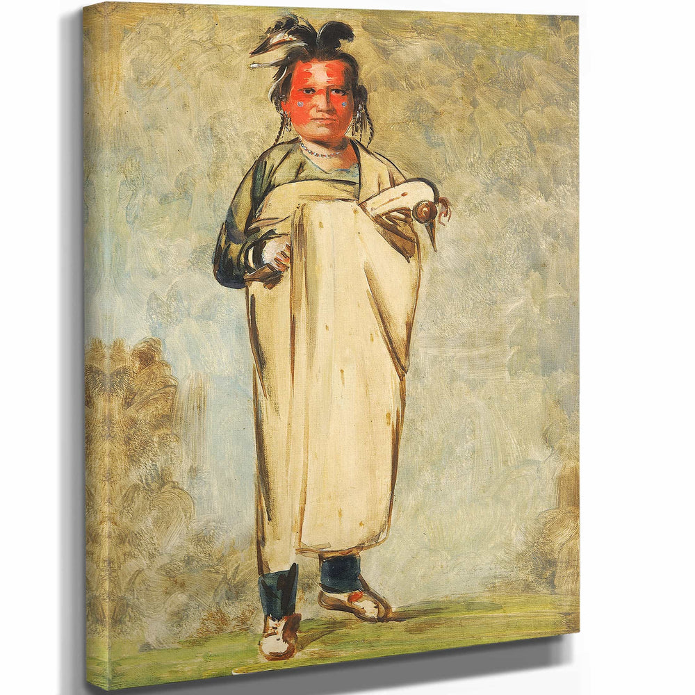 George Catlin 11" x 14" / Stretched Canvas Wrap Kaw Kaw Ne Choo A A Brave By George Catlin